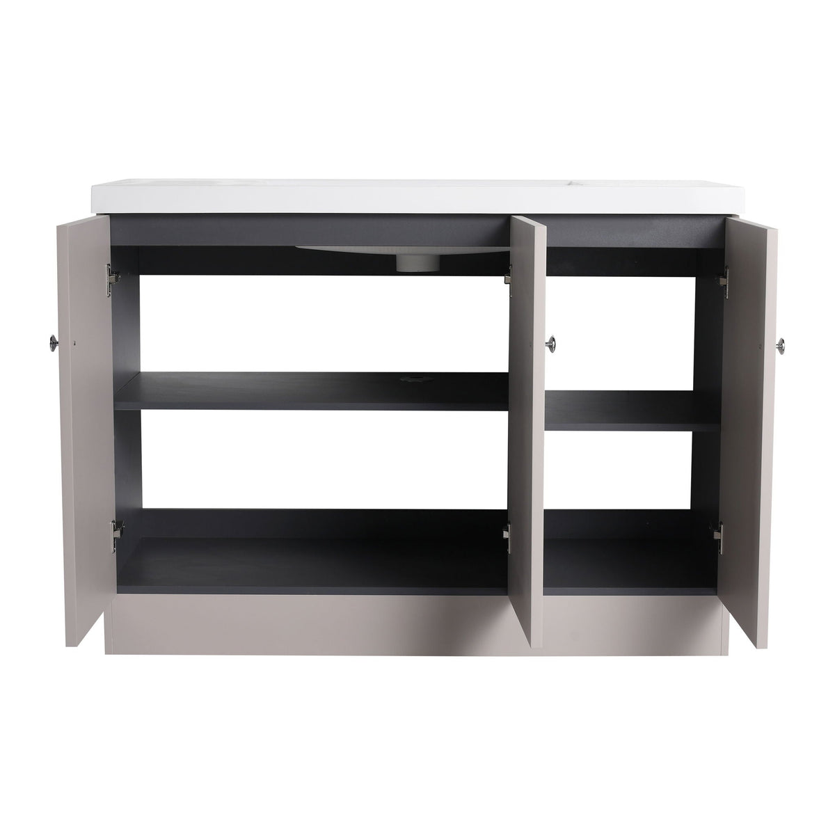 Freestanding Bath Vanity with Resin Sink and Door; white top, gray cabinet by HouseOfZazla on Tampa Home & Garden Store