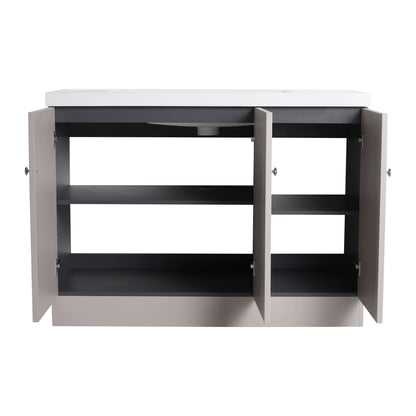 Freestanding Bath Vanity with Resin Sink and Door; white top, gray cabinet by HouseOfZazla on Tampa Home & Garden Store