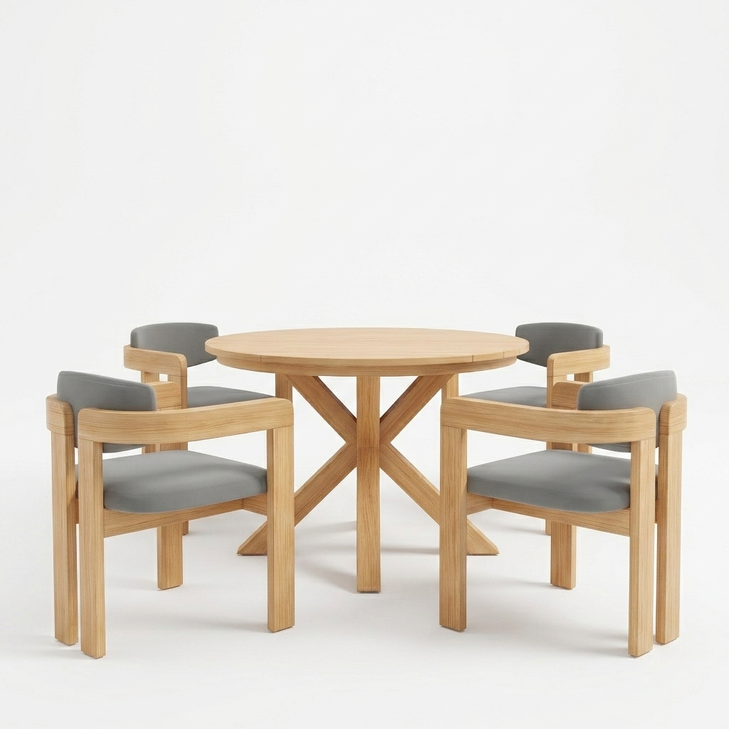 44.5 Inch Round Outdoor and Acacia Dining Table