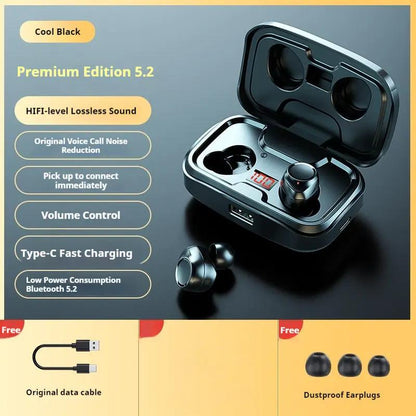 FLIPSTYLEZLLC Simple Home Earbuds Wireless Bluetooth Headset cool black with charging case and LED display on Tampa Home & Garden Store