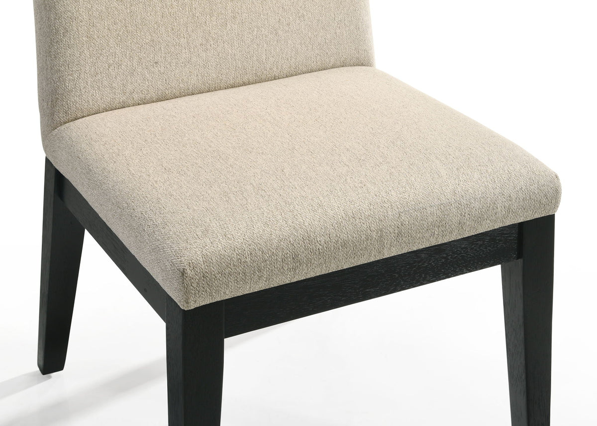 Contemporary fabric dining chair beige upholstery with black wood frame on Tampa Home & Garden Store