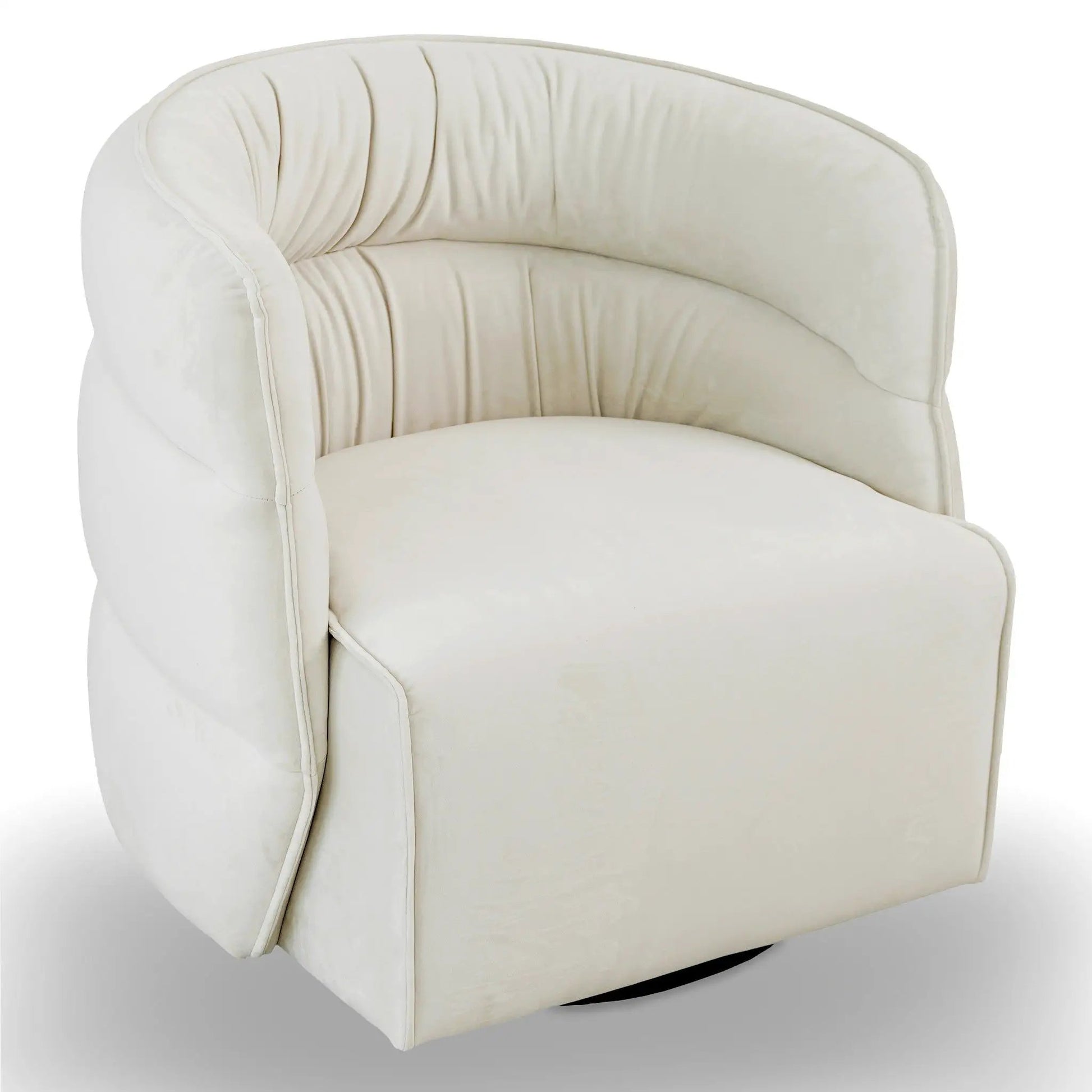 Walden cream leather swivel chair by Unique Piece Furniture, curved back with round base on Tampa Home & Garden Store