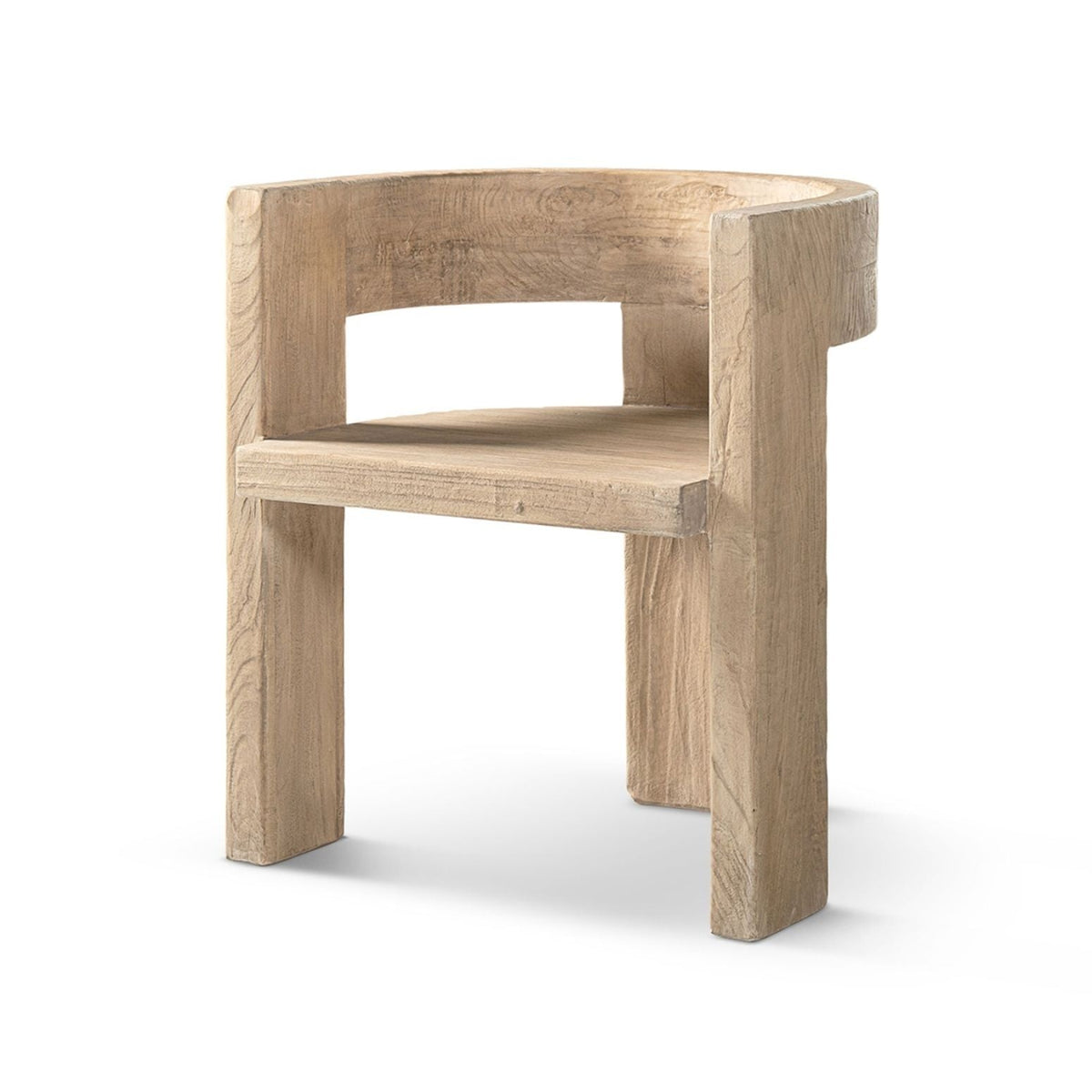 Accent curved dining chair with sculptural wooden frame in light brown by HouseOfZazla on Tampa Home & Garden Store