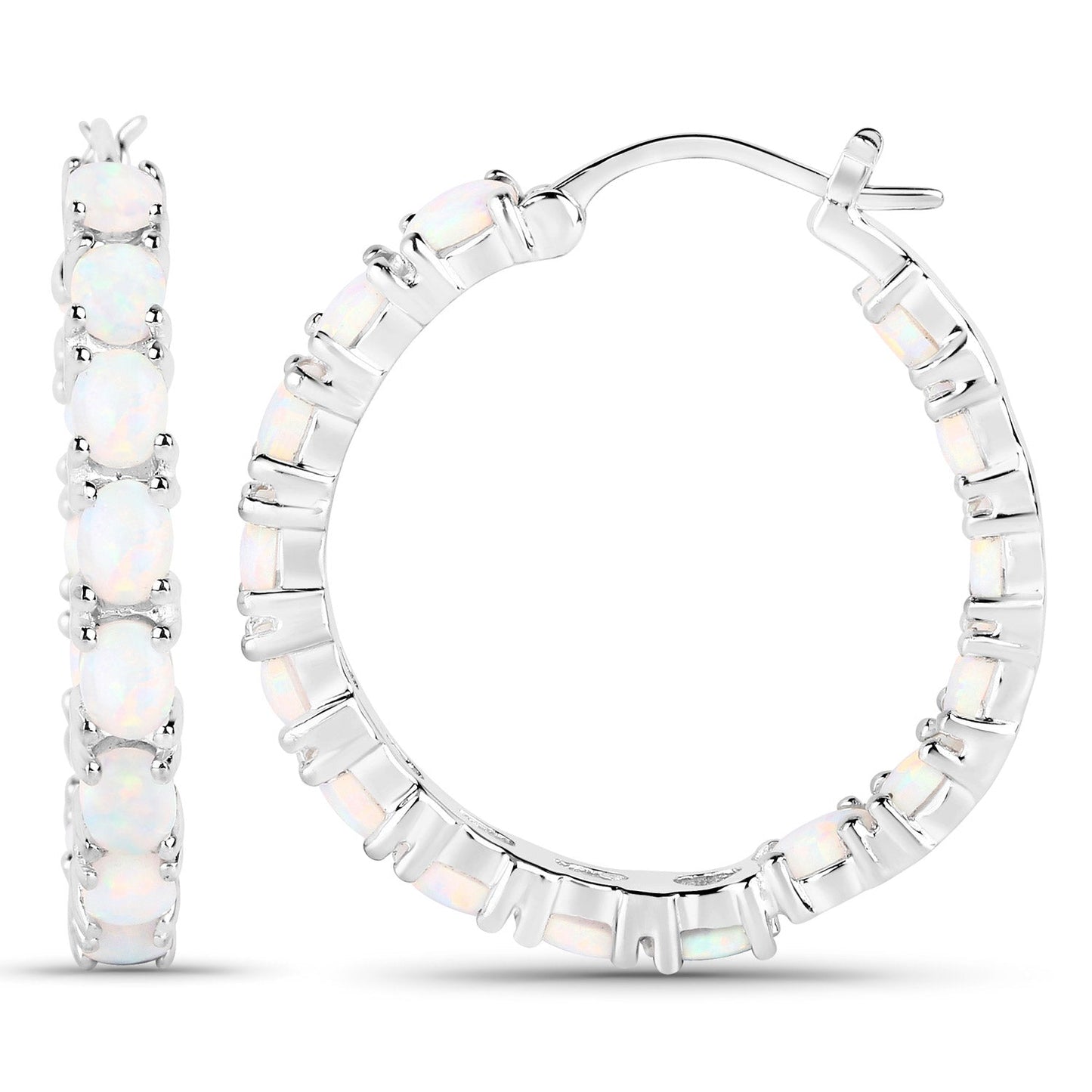 Earrings Bids.com 2.05ct created opal oval stones set in sterling silver hoop earrings on Tampa Home & Garden Store