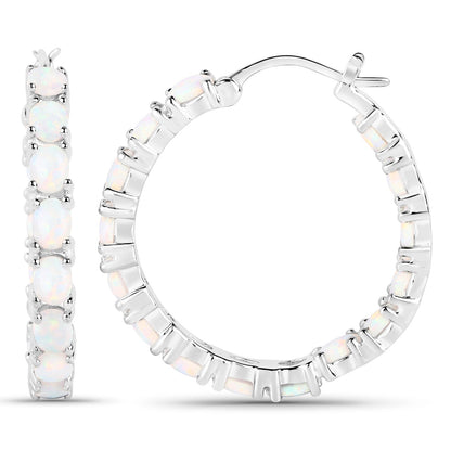 Earrings Bids.com 2.05ct created opal oval stones set in sterling silver hoop earrings on Tampa Home & Garden Store
