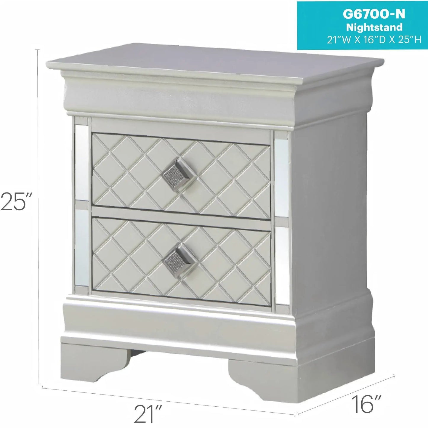 Verona Nightstand with Crystal Drawer Pulls