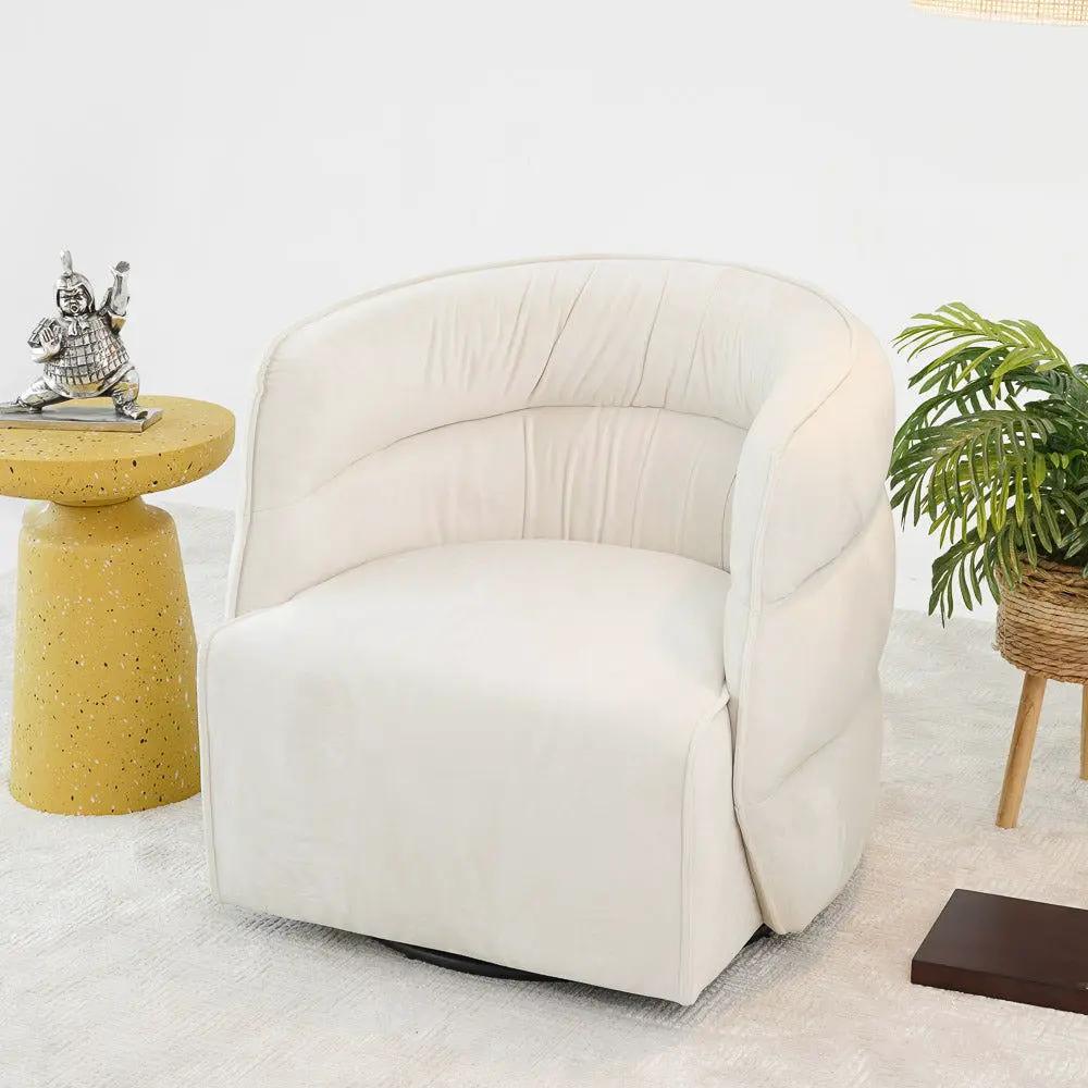 Walden Stylish Swivel Chair cream upholstery by Unique Piece Furniture with rounded back on Tampa Home & Garden Store