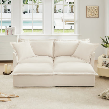 Modern Slipcovered Sofa with Corduroy Fabric