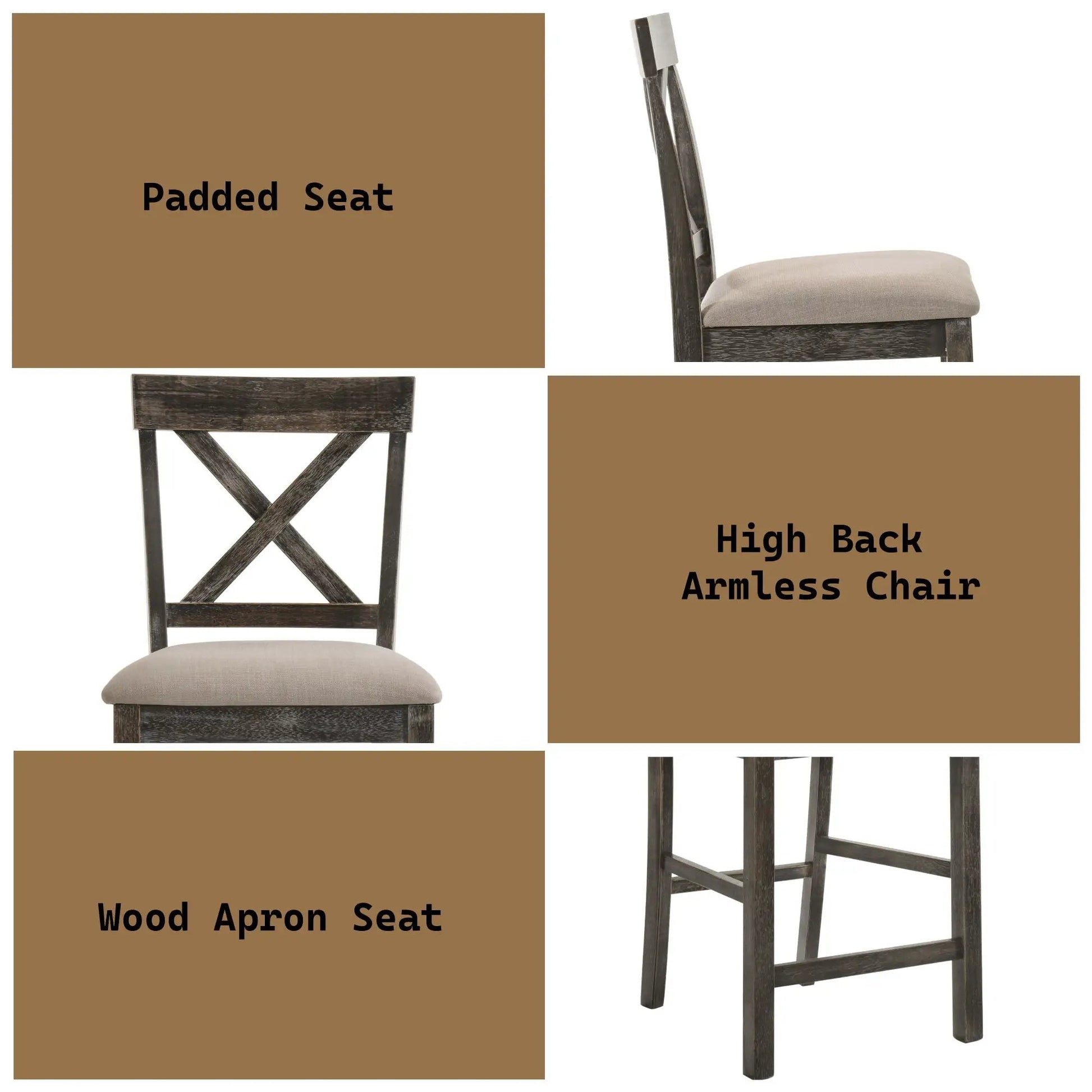 Martha II Weathered Counter Height Chairs Set of 2 padded tan seats dark wood frames on Tampa Home & Garden Store