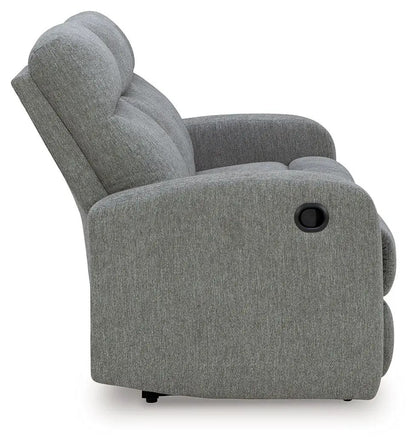 Gauntlet reclining sofa Sterling gray fabric with side recline lever, plush cushions on Tampa Home & Garden Store