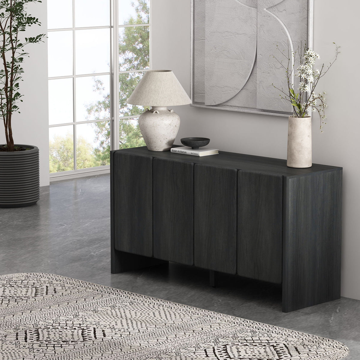 Linda Sideboard HouseOfZazla in dark wood with adjustable shelves and soft close doors on Tampa Home & Garden Store