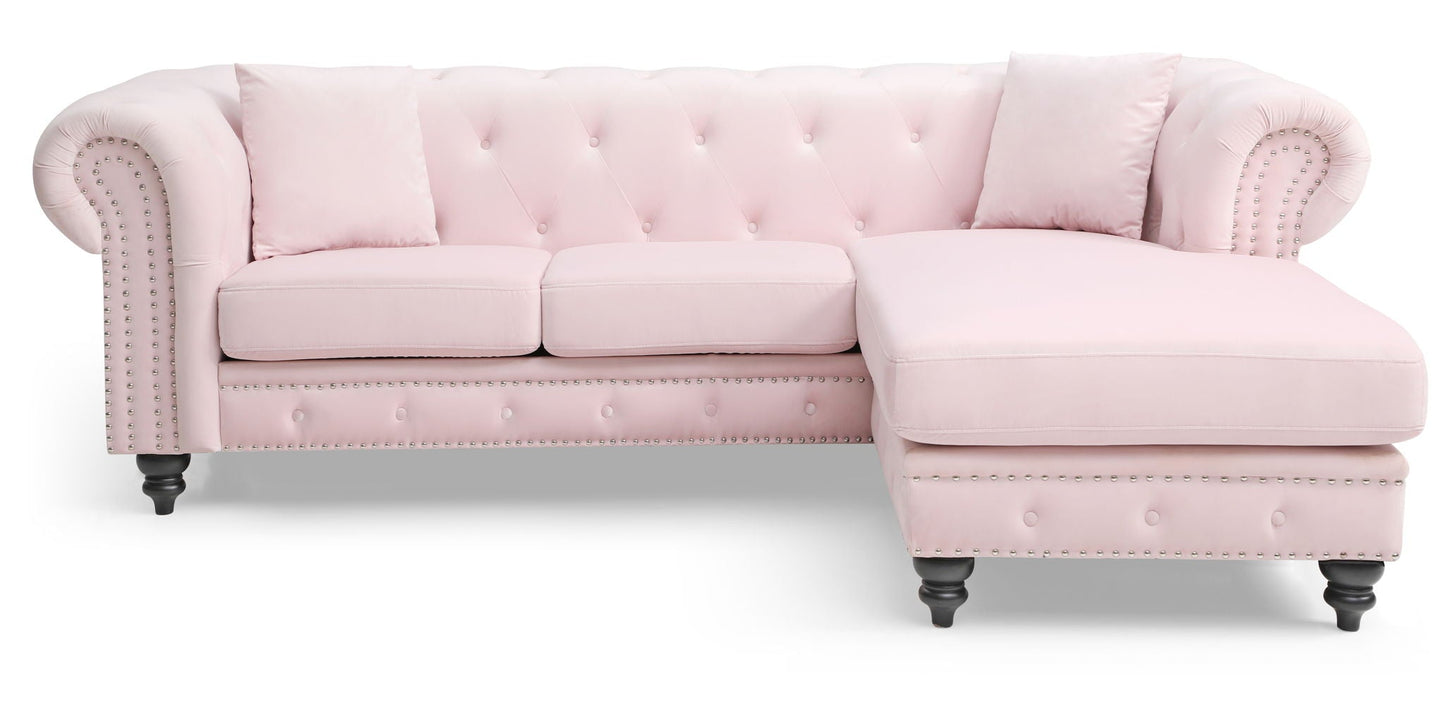 Nola Luxurious Microsuede and Tufted Chaise