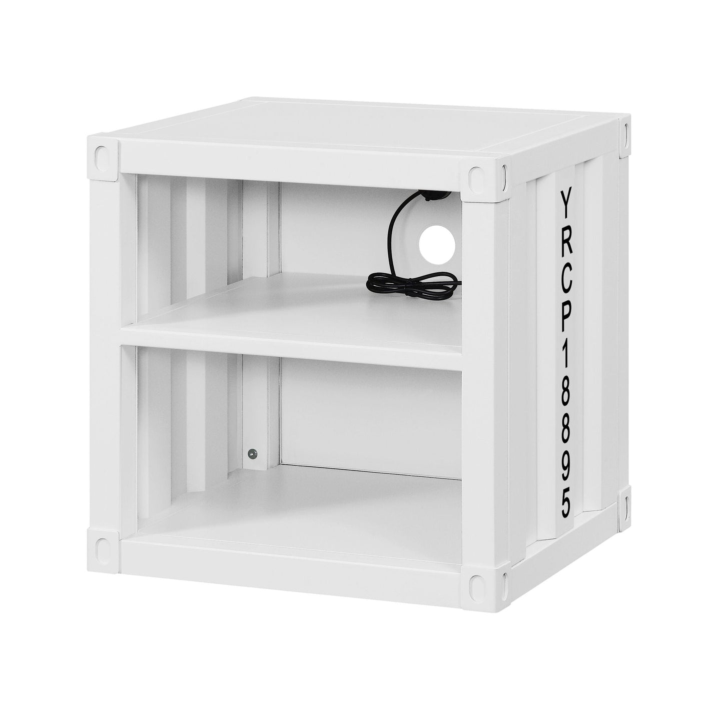 Cargo Nightstand with USB, white crate-style accent by HouseOfZazla on Tampa Home & Garden Store