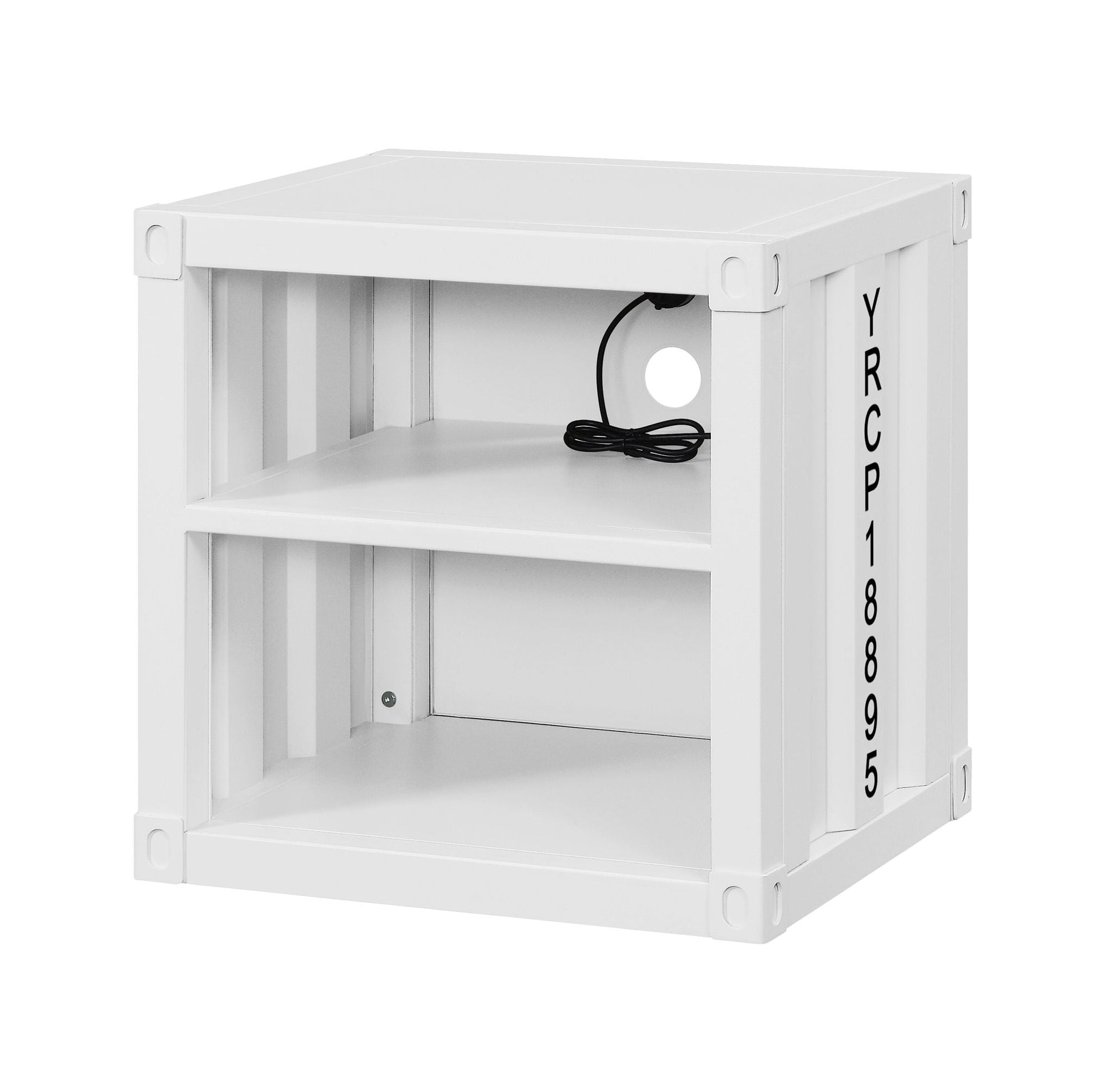 Cargo Nightstand with USB, white crate-style accent by HouseOfZazla on Tampa Home & Garden Store