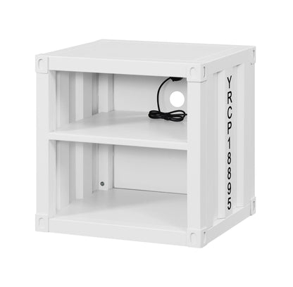 Cargo Nightstand with USB, white crate-style accent by HouseOfZazla on Tampa Home & Garden Store