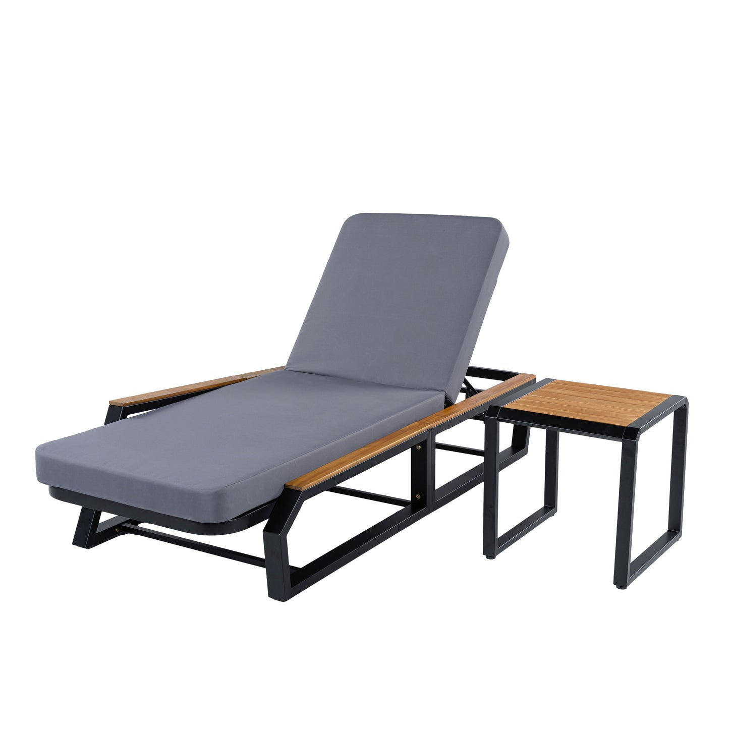 3 Piece Adjustable Outdoor Chaise And Side Table