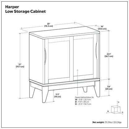 Harper Low Storage Cabinet in black finish, HouseOfZazla accent cabinet on Tampa Home & Garden Store
