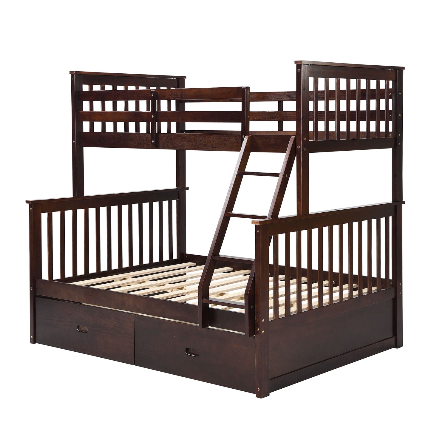 Bunk Bed With Ladder and Safety Guard Rails in dark wood by HouseOfZazla on Tampa Home & Garden Store