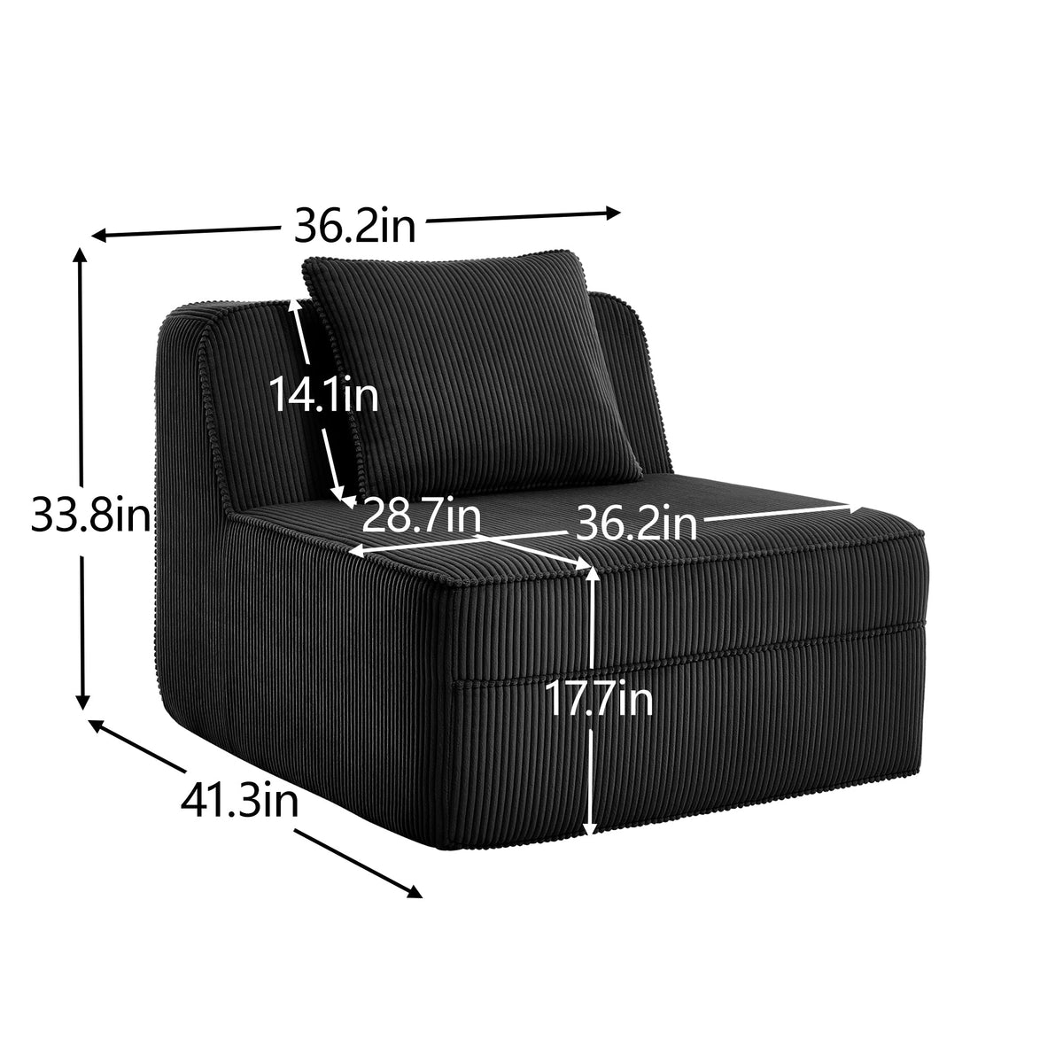 Modular Corduroy Armless Sofa and Plush Pillow