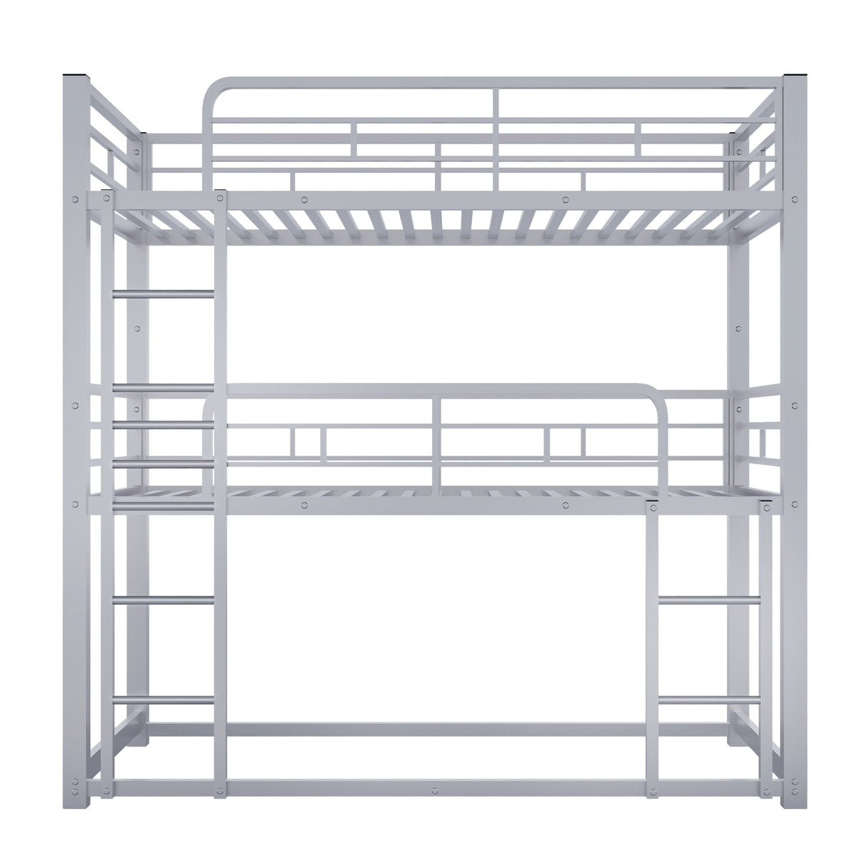 Triple bunk bed frame by HouseOfZazla in gray metal with space-saving design on Tampa Home & Garden Store