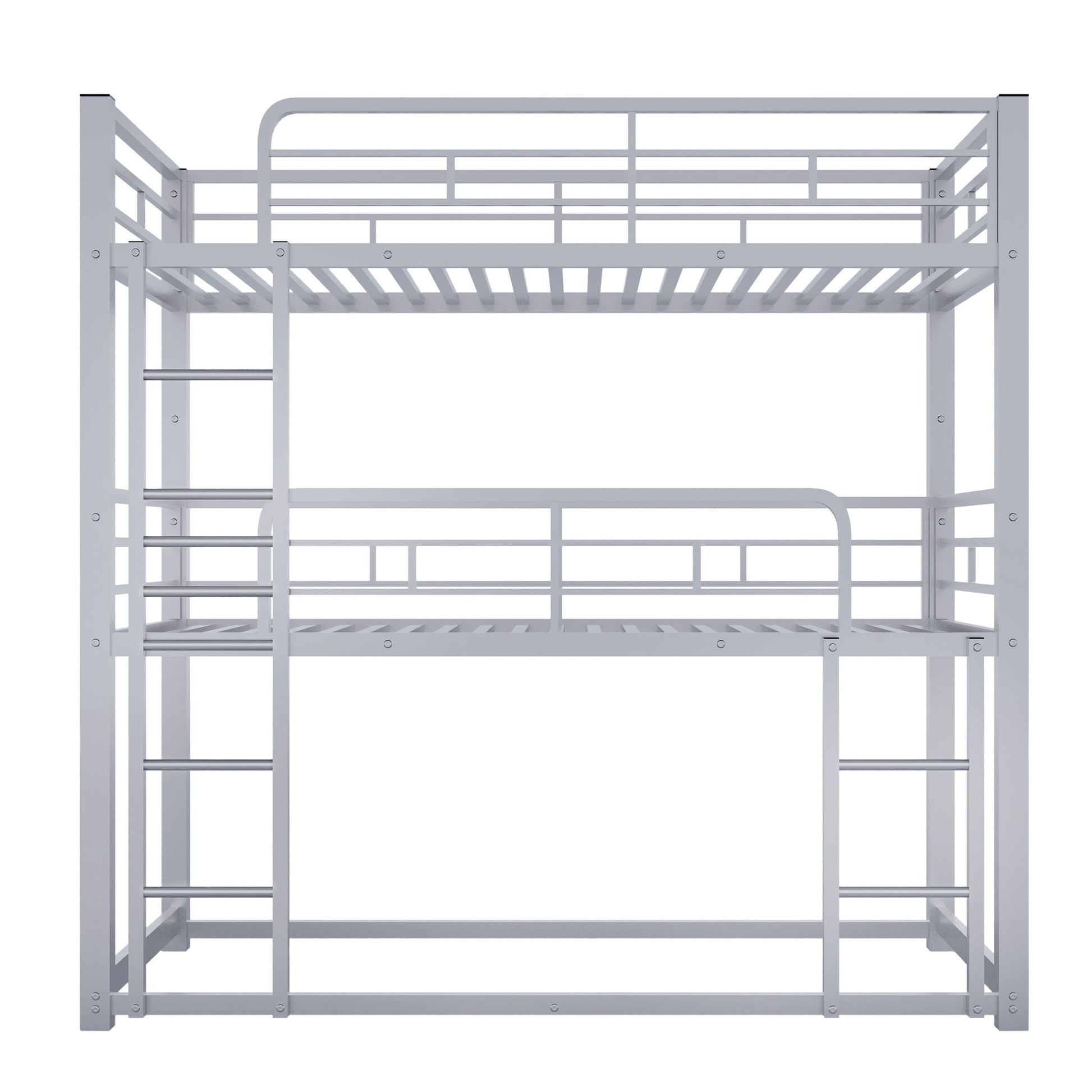 Triple bunk bed frame by HouseOfZazla in gray metal with space-saving design on Tampa Home & Garden Store