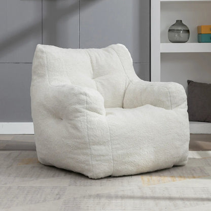 Soft Teddy Fabric Bean Bag Chair With Tufted Foam