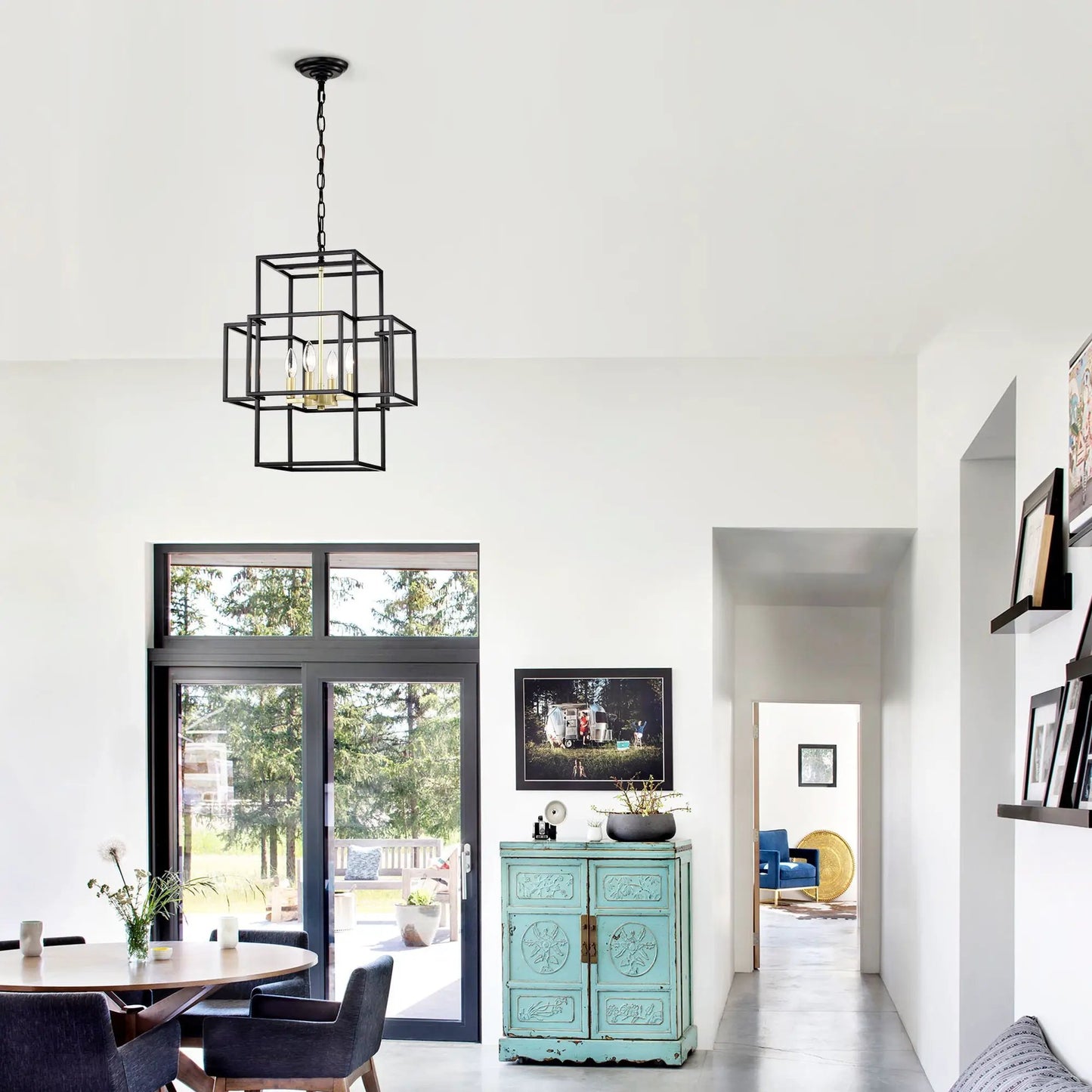 4 Light Metal Lantern Pendant Chandeliers