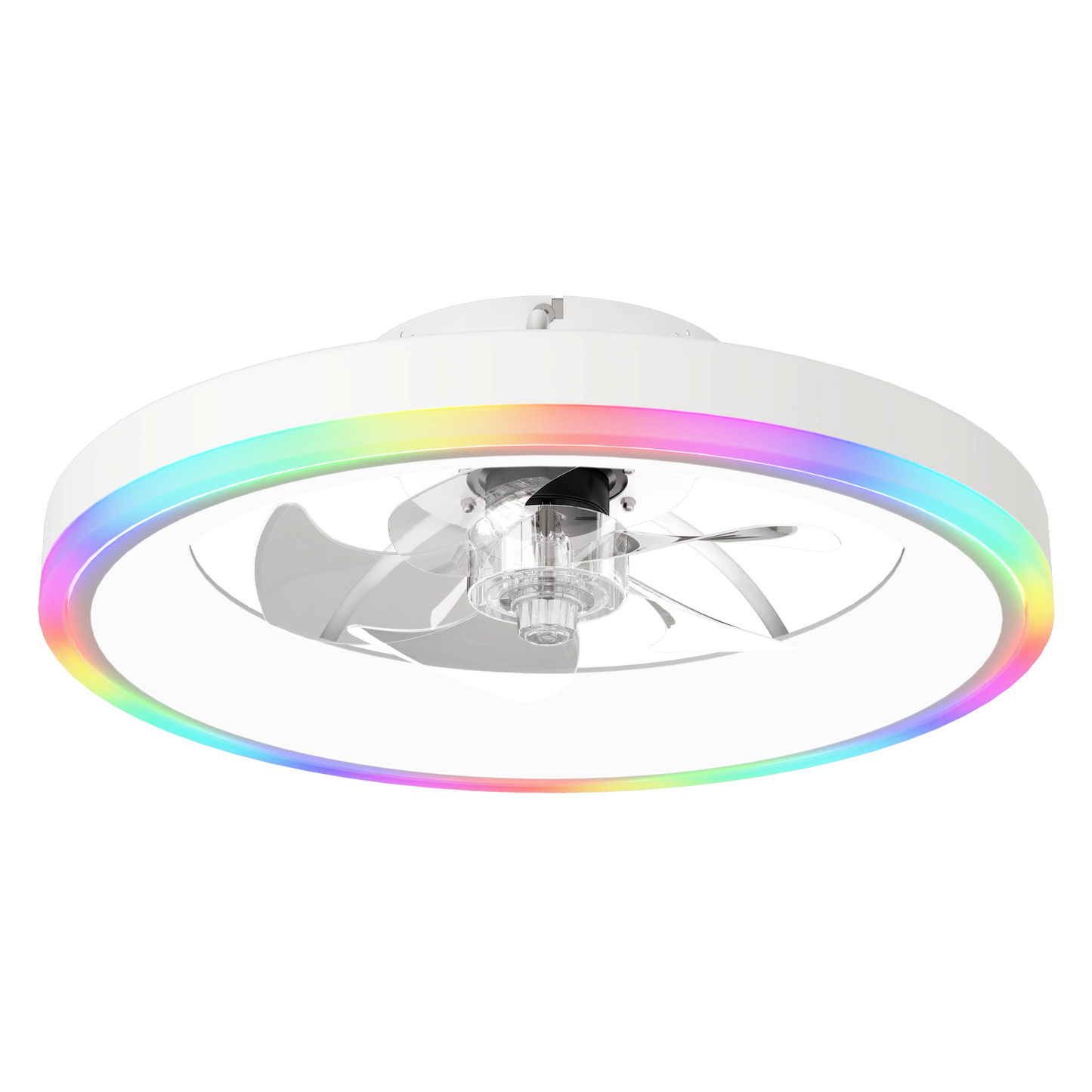 19.7in Modern RGB Ceiling Fan with Lights white housing, rainbow LED ring on Tampa Home & Garden Store