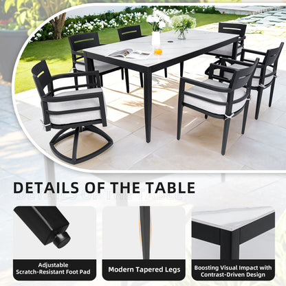 Outdoor Modern Patio Dining Table and Stone Top