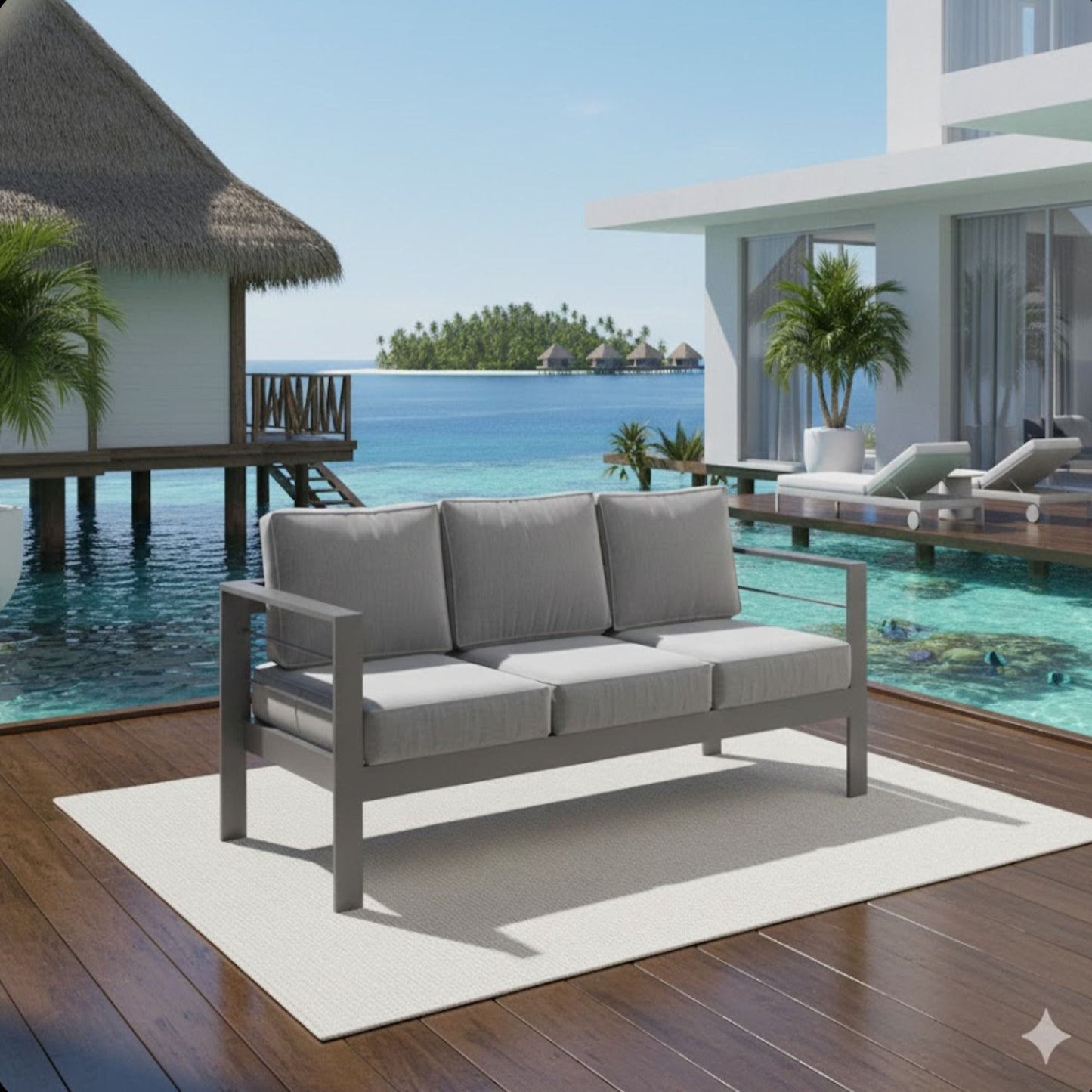 All Weather Patio Sofa and Plush Seat Cushions