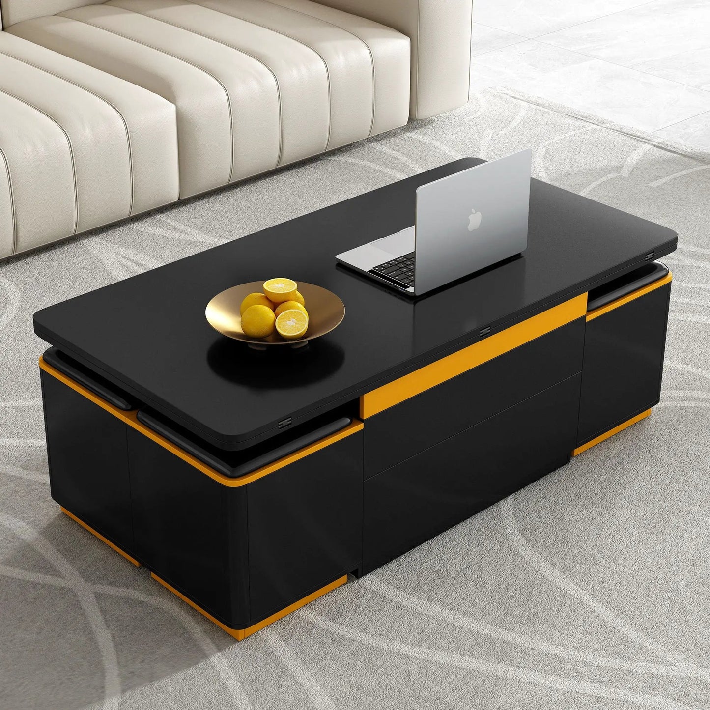 Lift Top Coffee Table with Storage Stools