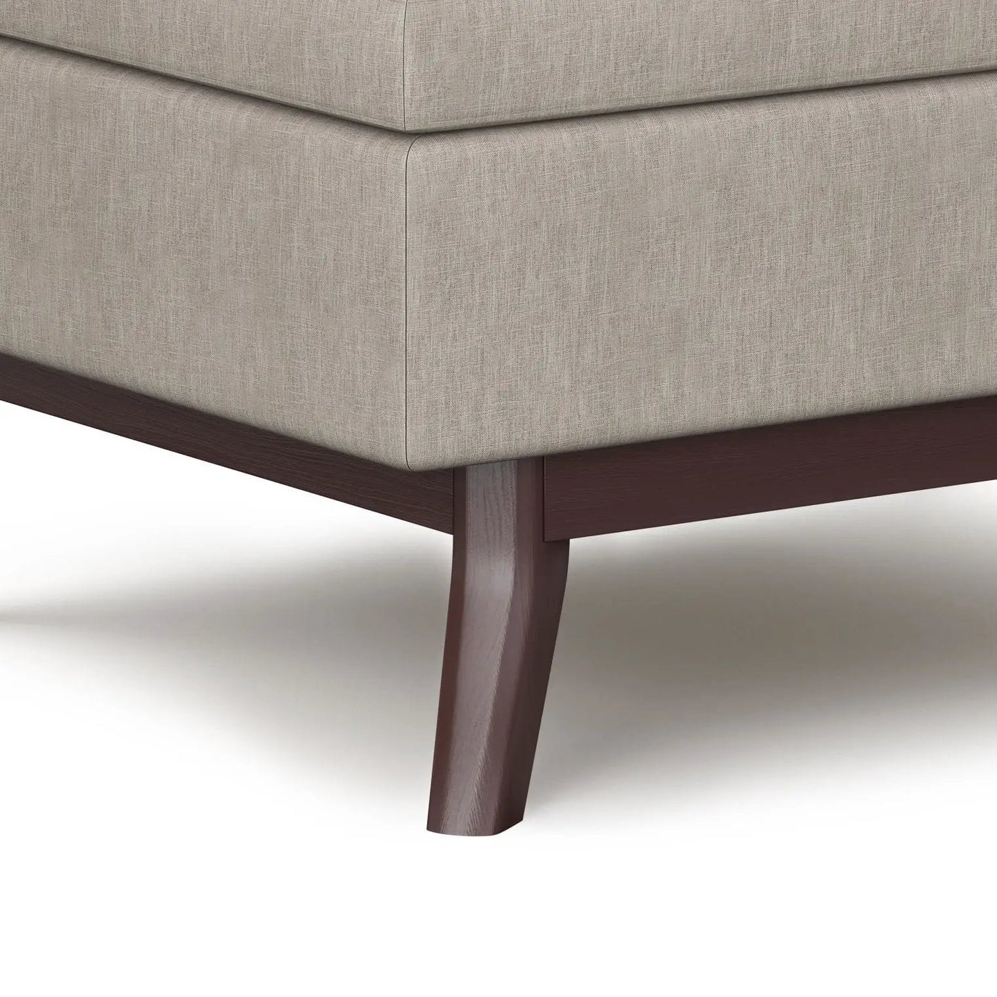 Owen - Upholstered Rectangular Storage Ottoman, beige fabric and dark wood legs on Tampa Home & Garden Store