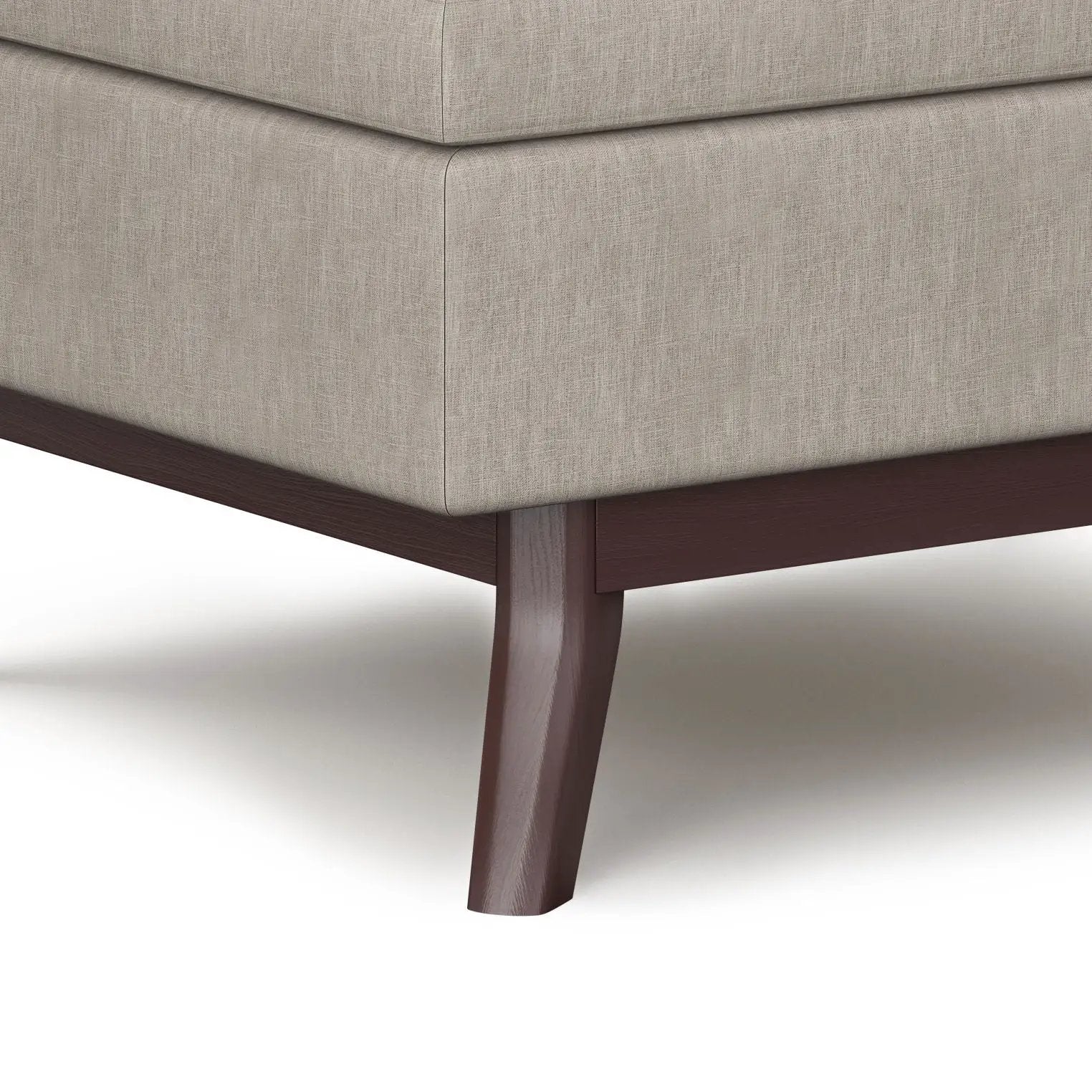 Owen - Upholstered Rectangular Storage Ottoman, beige fabric and dark wood legs on Tampa Home & Garden Store
