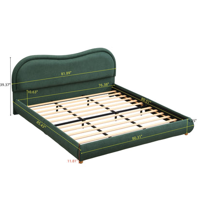 King Upholstered Platform Bed And Oak Legs