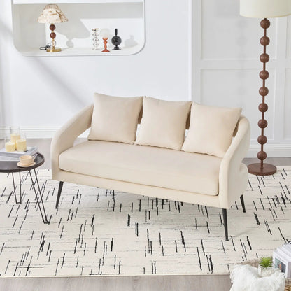 Open Back Loveseat Settee With Three Pillows