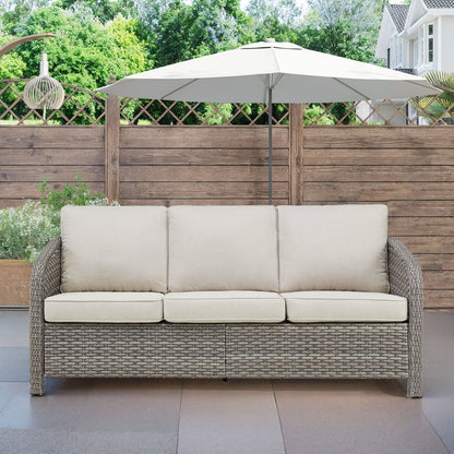 73.6in PE wicker 3-seat outdoor sofa set with beige cushions by HouseOfZazla on Tampa Home & Garden Store