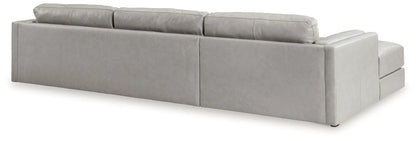 Amiata Stationary Sectional in light gray faux leather upholstery on Tampa Home & Garden Store