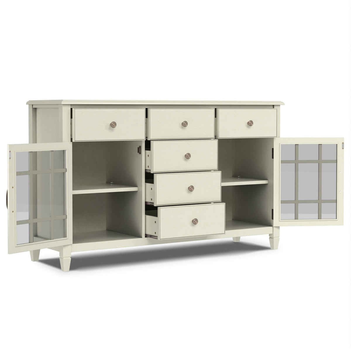 Connaught Sideboard Buffet cream finish with glass doors and drawers by HouseOfZazla on Tampa Home & Garden Store