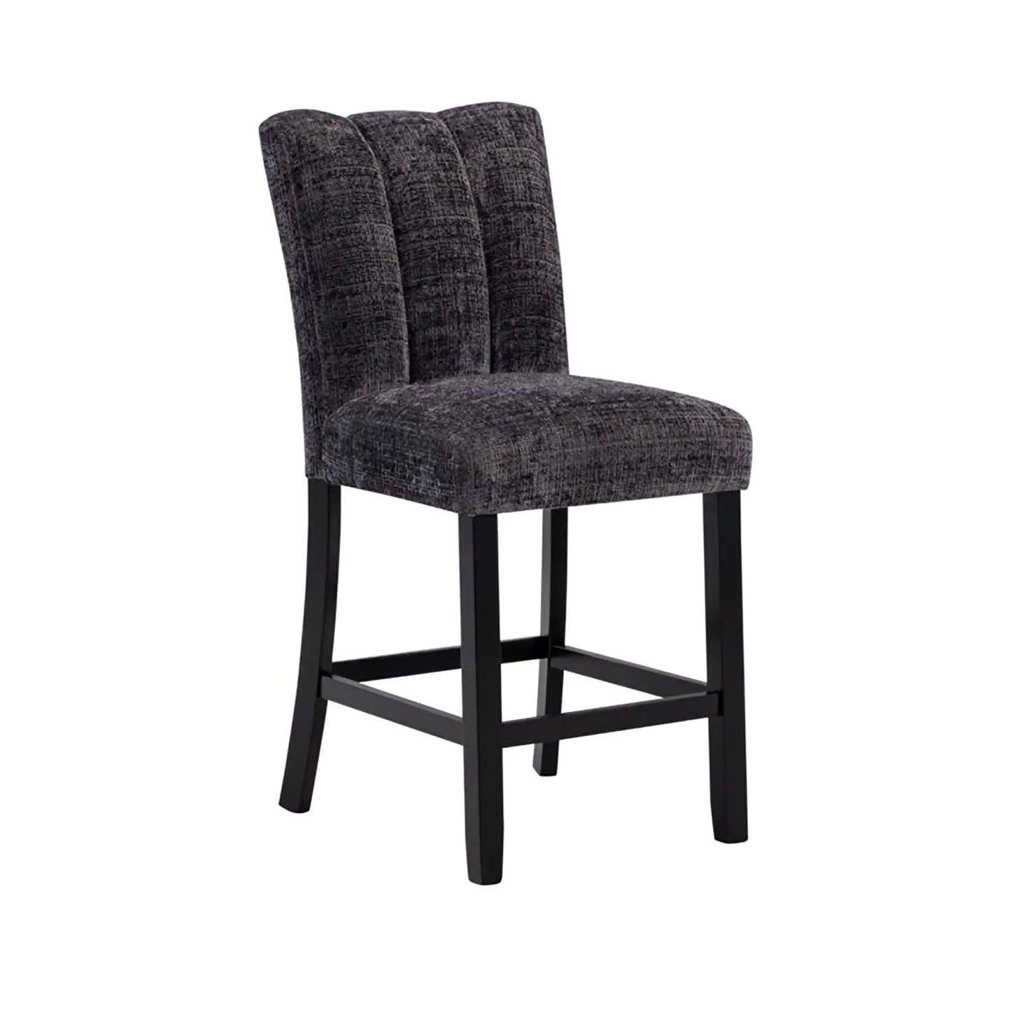 Magaly bar stools set of 2 in dark gray textured fabric with tall backs and black legs on Tampa Home & Garden Store