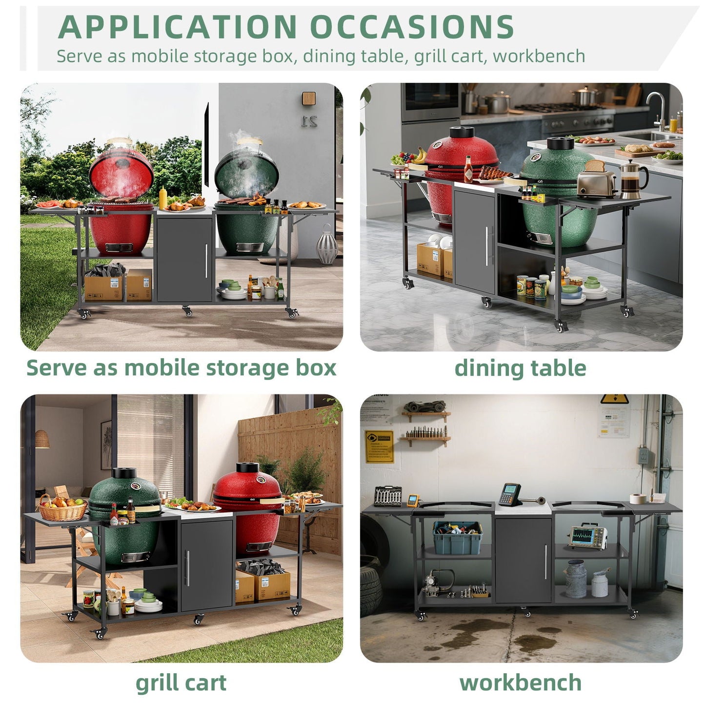 Stainless Steel Cart for Two Big Egg Grills