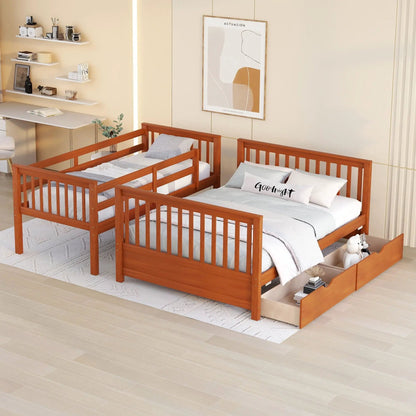 2 bunk beds with ladders and 2 storage drawers in warm wood by Unique Piece Furniture on Tampa Home & Garden Store