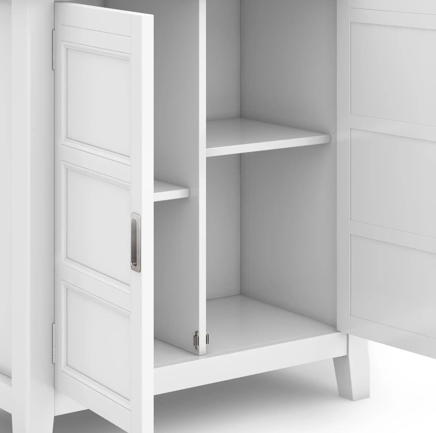Burlington Handcrafted Low Storage Cabinet, white finish, open shelf on Tampa Home & Garden Store