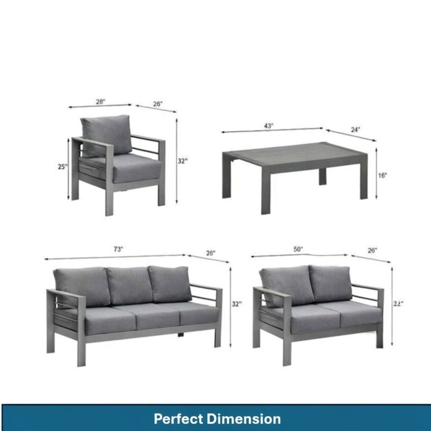 All Weather Iron Patio Set and Thick Cushions