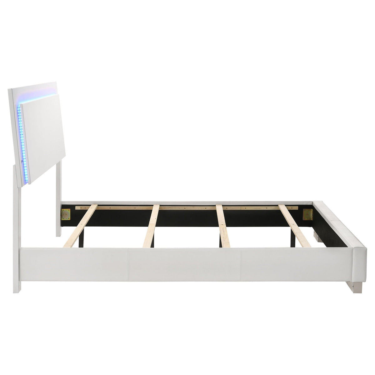 Felicity LED Panel Bed white with built-in lighting blue LED strip HouseOfZazla on Tampa Home & Garden Store