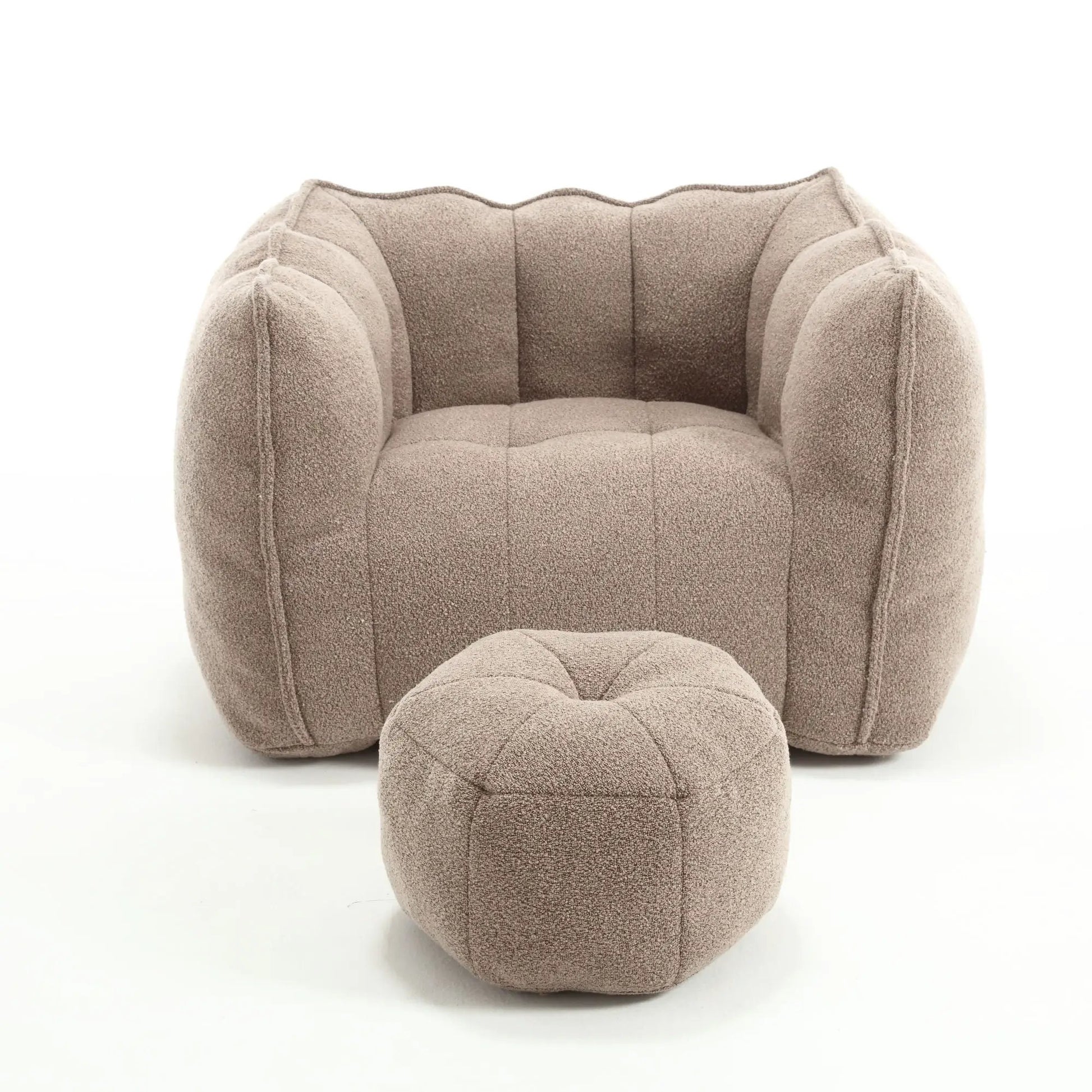 Soft bean bag chair with High Resilient Foam in taupe with ottoman by Unique Piece Furniture on Tampa Home & Garden Store