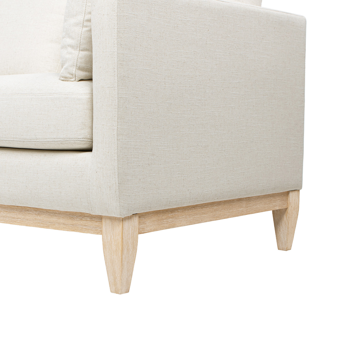 Sofa Knox 84' Modern Farmhouse flax white linen with natural wood legs on Tampa Home & Garden Store