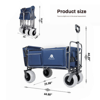 Beach Wagon with Big Wheels for Sand blue fabric outdoor wagon 500lbs capacity HouseOfZazla on Tampa Home & Garden Store