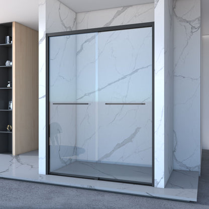 Double Sliding Shower and Matte Black Frame Door