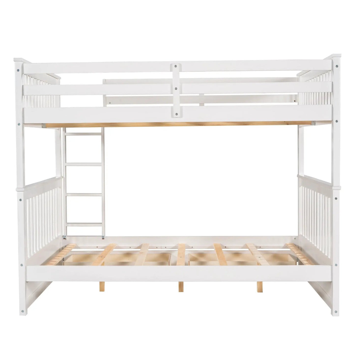 White wooden bunk bed frame with attached side ladder and slatted base on Tampa Home & Garden Store