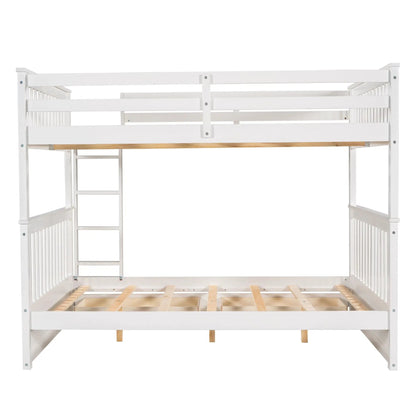 White wooden bunk bed frame with attached side ladder and slatted base on Tampa Home & Garden Store
